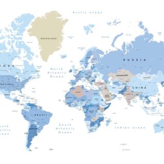 Globiane, Modern Geographic Explorer World Map Wall Mural