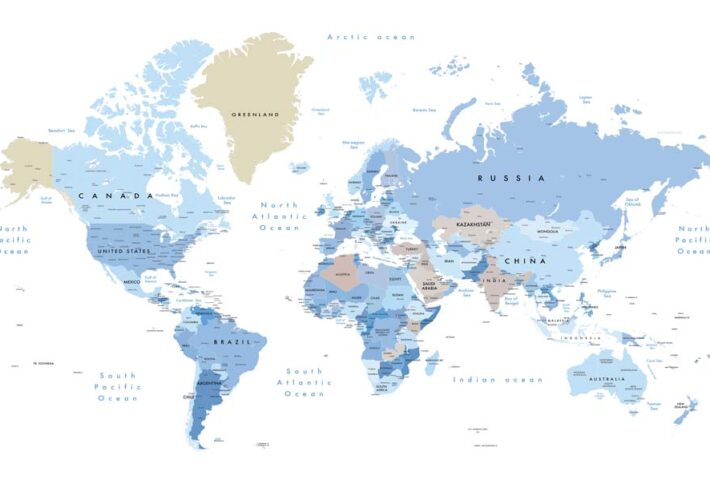 Globiane, Modern Geographic Explorer World Map Wall Mural