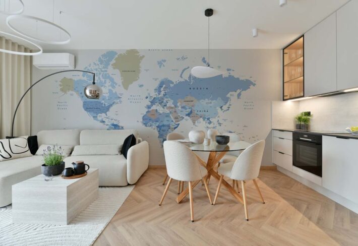Globiane, Modern Geographic Explorer World Map Wall Mural mockup