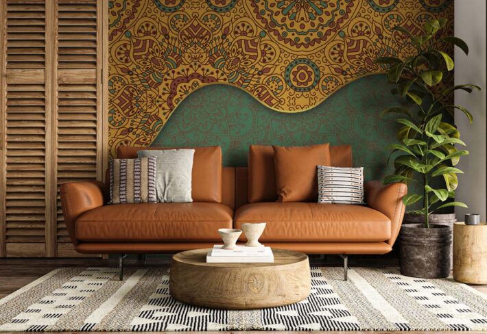 Chakra, Mandala Art Inspired Wallpaper Mural mockup