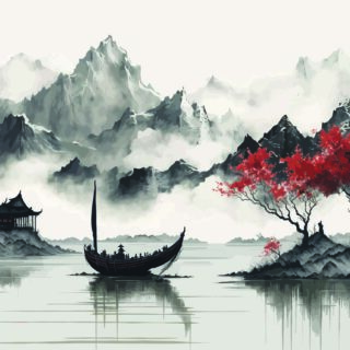 Sakumo, Japandi Whispering Mountains Mural