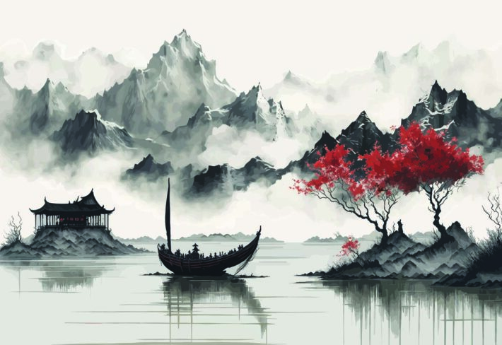 Sakumo, Japandi Whispering Mountains Mural