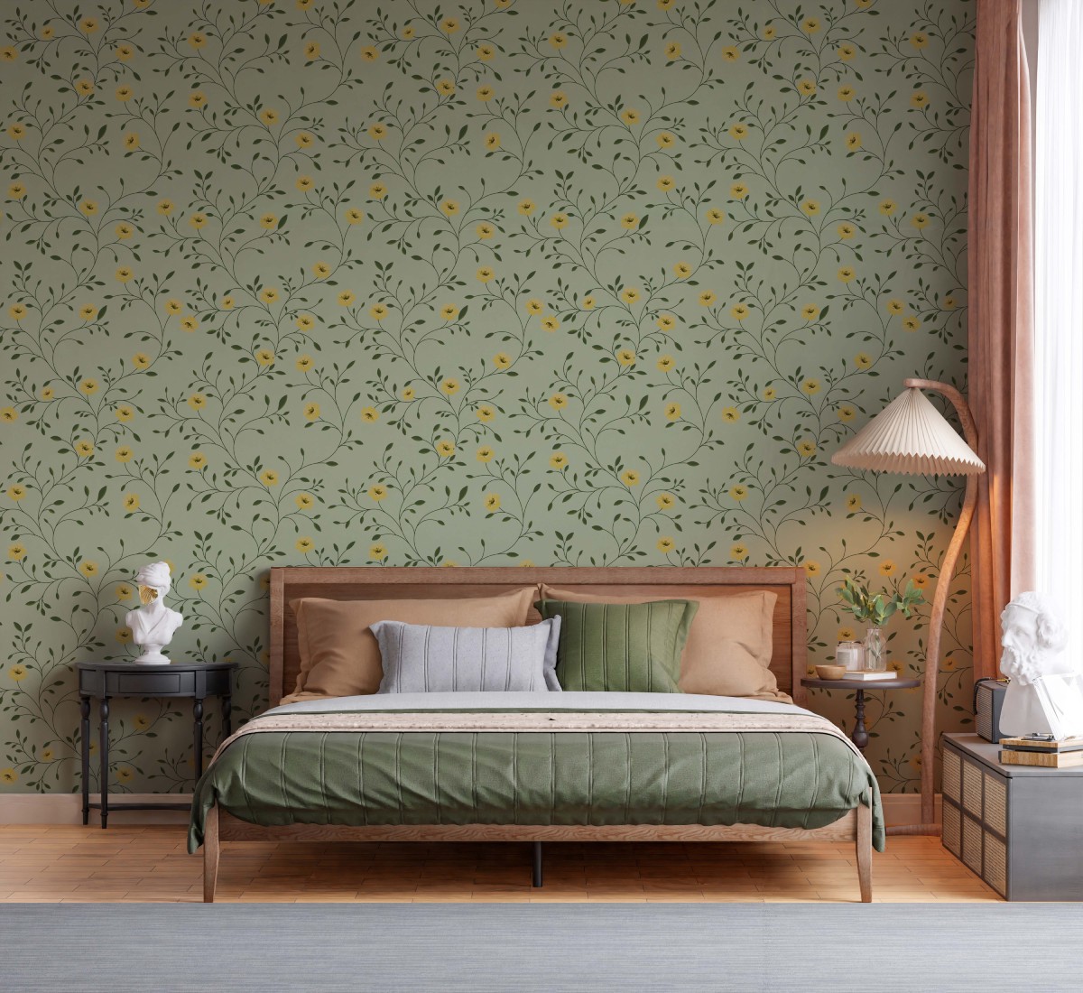 Jinora, Joyful Classic Chinoiserie Flowers Wallpaper mockup