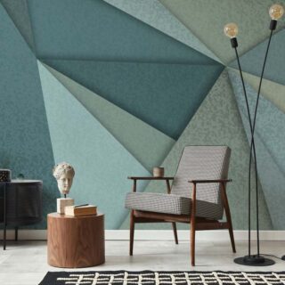 Triscent, Soft-Toned Abstract Geometry Wallpaper mockup