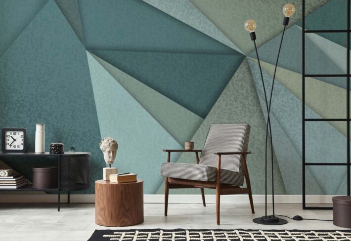 Triscent, Soft-Toned Abstract Geometry Wallpaper mockup