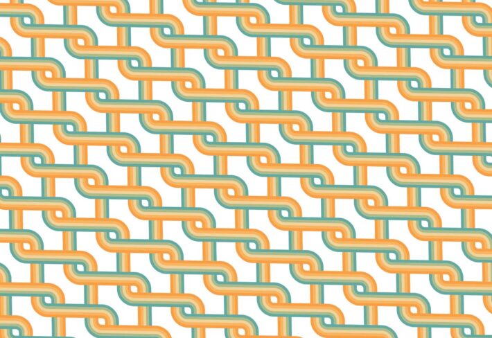 Zyric, Muted Orange Woven Chain Curve Geometric Mural