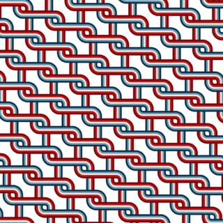Zyric, Deep Red Woven Chain Curve Geometric Mural