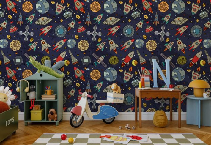 Cosmoria, Outer Space Exploration Kids Wallpaper