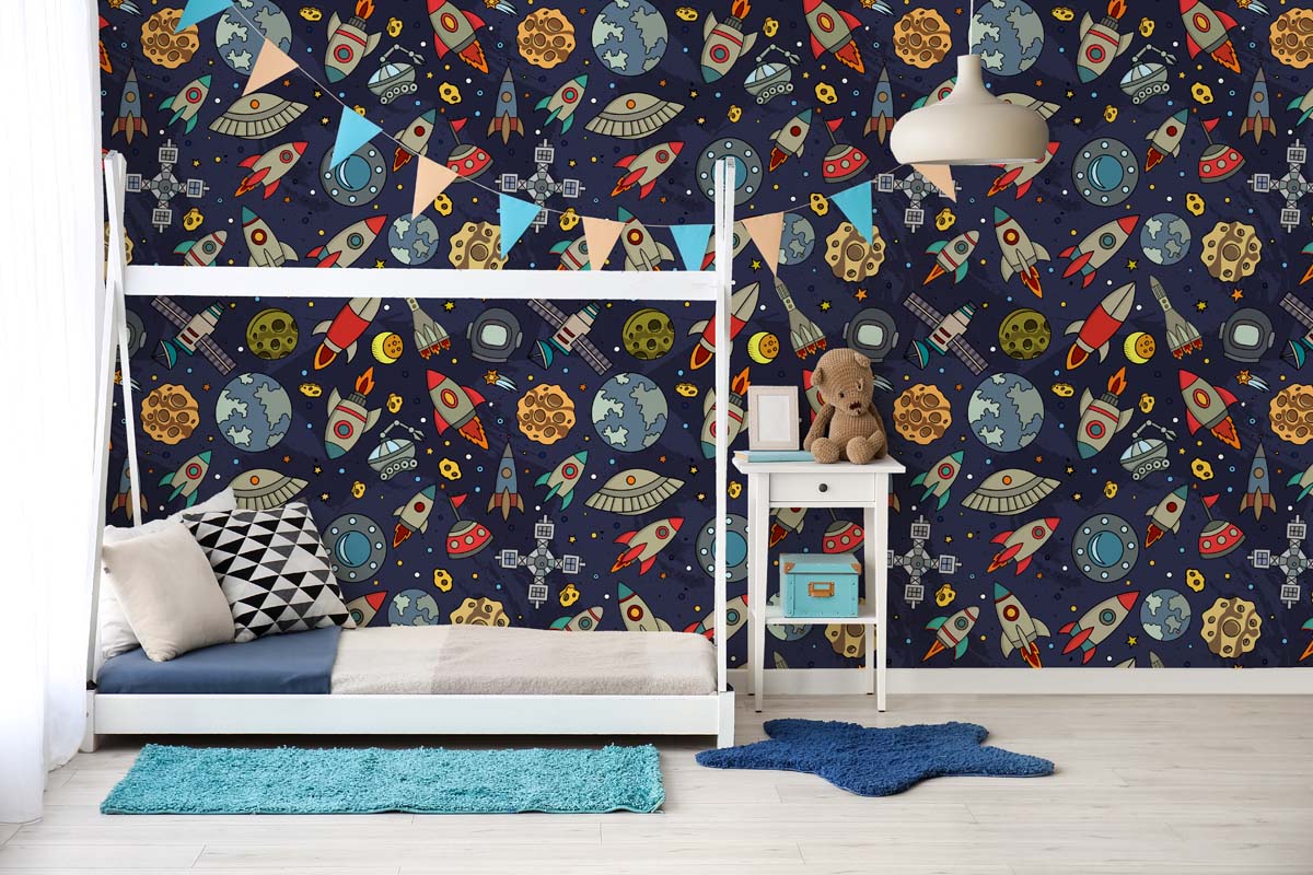 Cosmoria, Outer Space Exploration Kids Wallpaper mockup