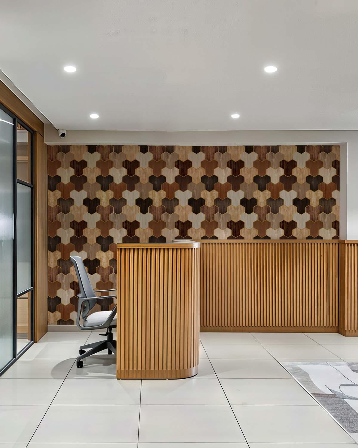 Timbera, Wooden Geometric Wallpaper mockup