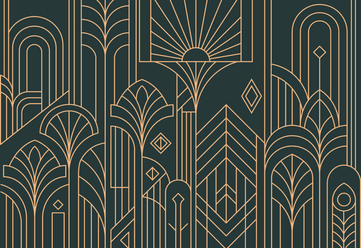 Decora, Green Gold Art Deco Vintage Glamour Mural