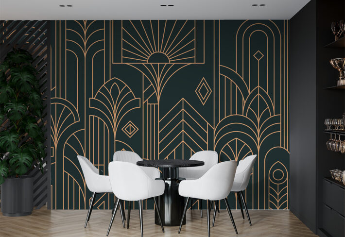 Decora, Green Gold Art Deco Vintage Glamour Mural mockup