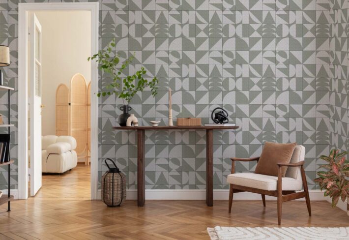 Greymont, Sage Geometric Tile Harmony Wallpaper