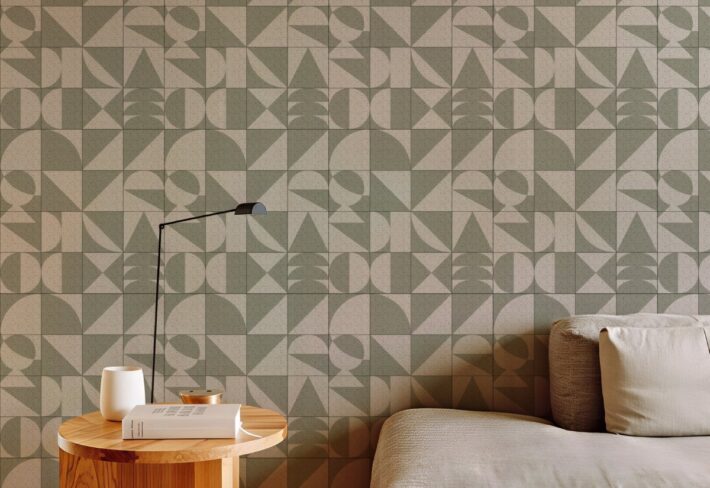 Greymont, Sage Geometric Tile Harmony Wallpaper mockup