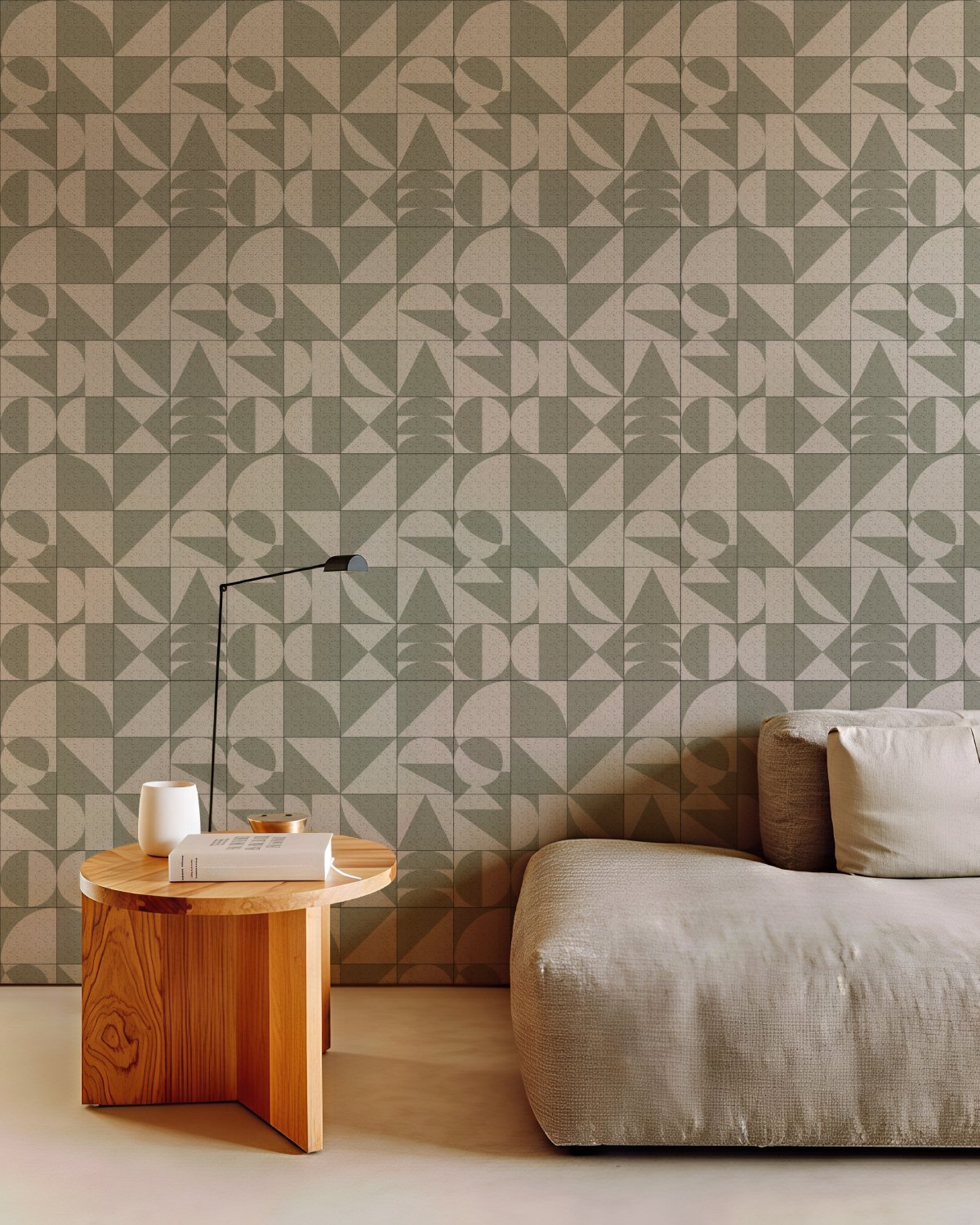 Greymont, Sage Geometric Tile Harmony Wallpaper mockup