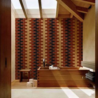 Amberford, Heritage Brickwork in Warm Earth Tones Wallpaper mockup
