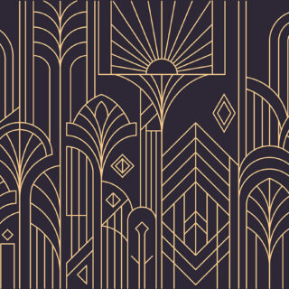 Decora, Purple Gold Art Deco Vintage Glamour Mural