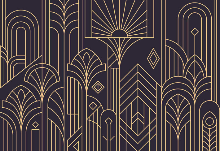 Decora, Purple Gold Art Deco Vintage Glamour Mural