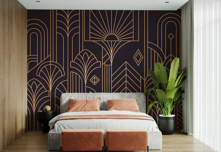 Decora, Purple Gold Art Deco Vintage Glamour Mural mockup