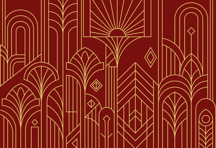 Decora, Red Gold Art Deco Vintage Glamour Mural