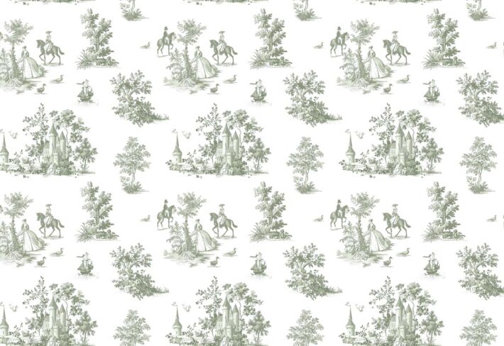 Toile, Sage Green French Countryside Mural