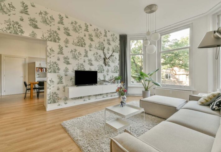 Toile, Sage Green French Countryside Mural mockup
