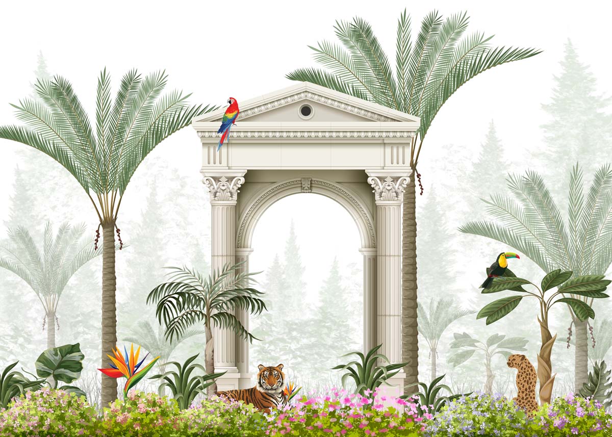 Tropelle, Exotic Tropical Garden Scene Mural