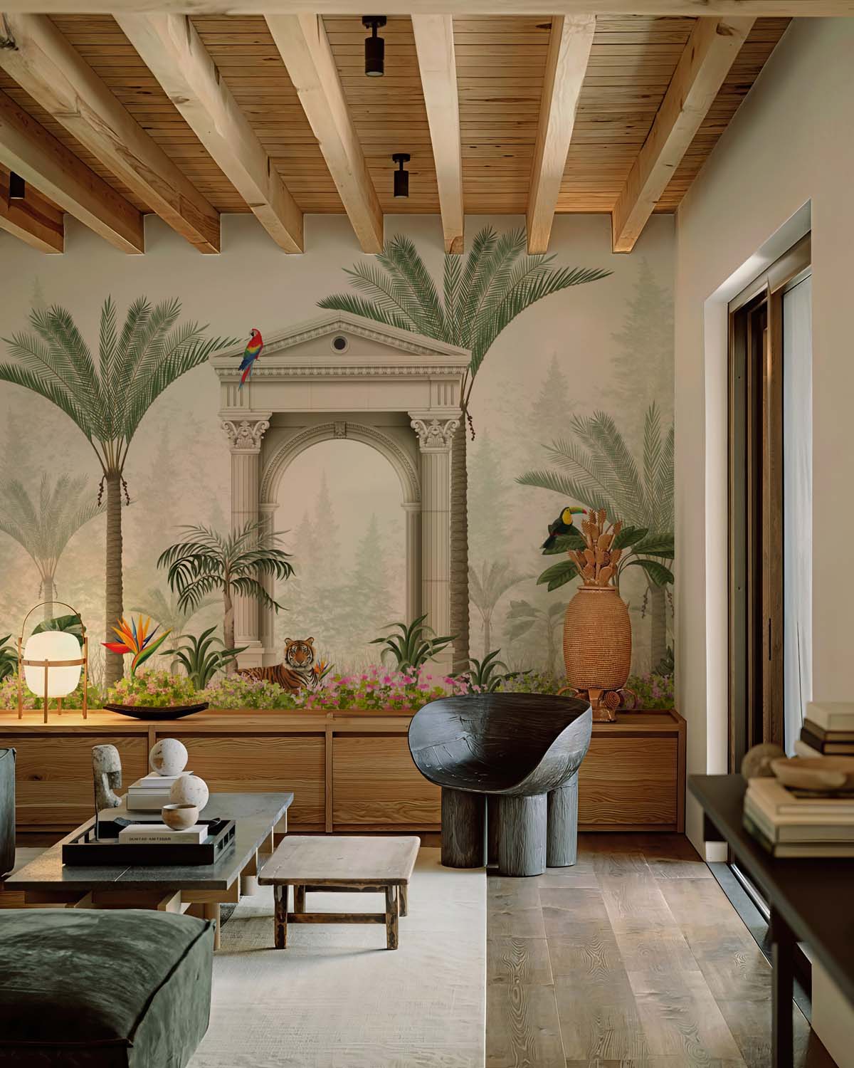 Tropelle, Exotic Tropical Garden Scene Mural mockup
