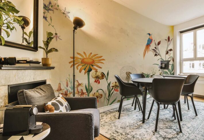 Vista, Sun-drenched Botanical Panorama Mural mockup