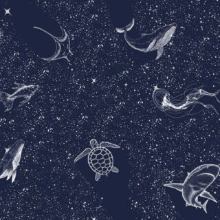 Starfield, White Line Sea Creatures Mural
