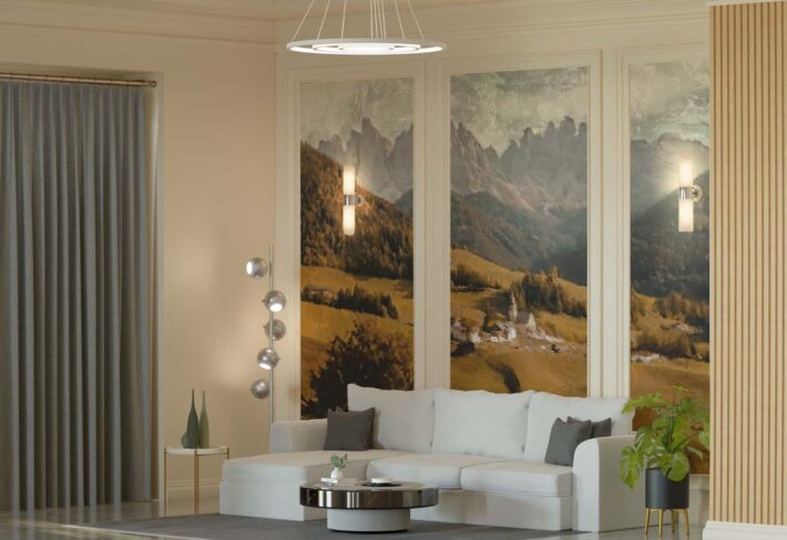 Valle, Artistic Oil Painting of An Alpine Village Mural mockup