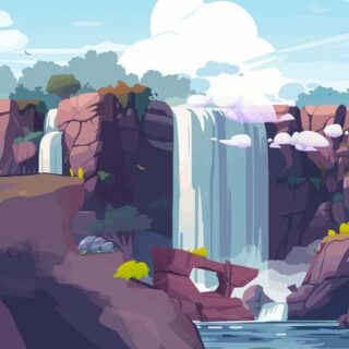 Torrent, Lively Natural Waterfall Scenery Mural