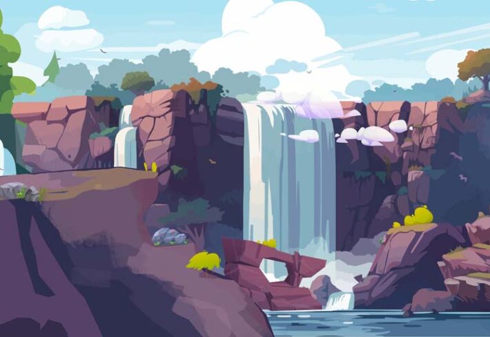 Torrent, Lively Natural Waterfall Scenery Mural
