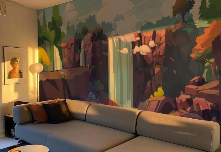 Torrent, Lively Natural Waterfall Scenery Mural mockup