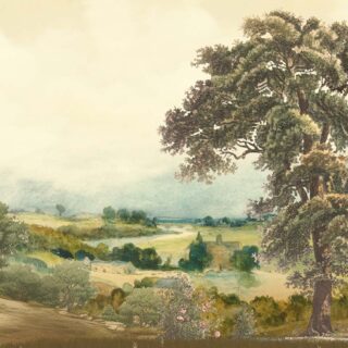 Pastoral, Timeless Mid Century English Countryside Painting Mural