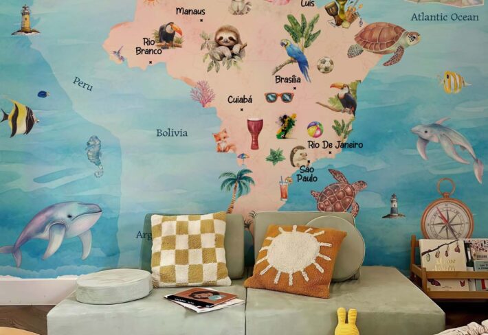 Rio, Serene Brazil Map Kids Room Mural mockup