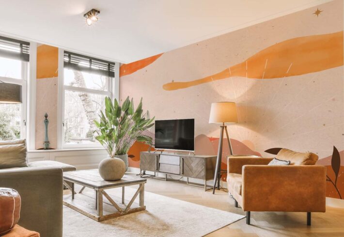 Terra, Earthy Palette of Abstract Bohemian Horizons Mural mockup