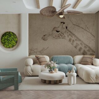 Serengeti, A Classic Sketch From The Heart of The Wild Mural mockup
