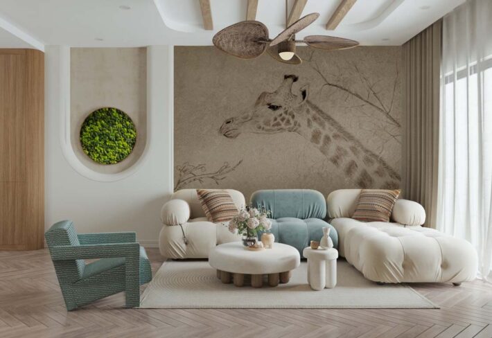 Serengeti, A Classic Sketch From The Heart of The Wild Mural mockup