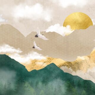 Kumiko, Golden Moment in A Peaceful Japanese Scene Mural