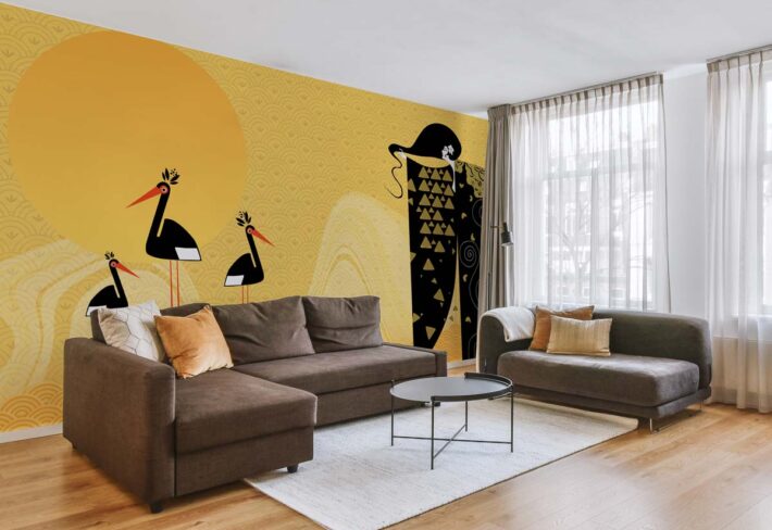 Geisha, Golden Artistic Tribute to Japanese Elegance Mural mockup
