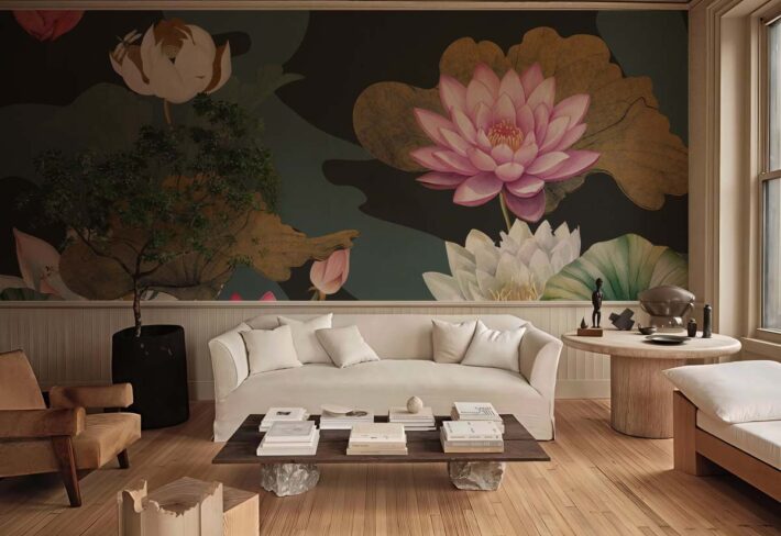 Lotos, Soothing Land of Lotus Wallpaper Mural mockup
