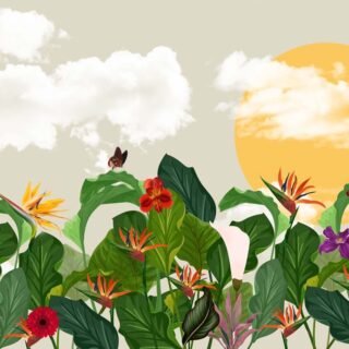 Breeze, Gentle Whisper Through Tropical Leaves Mural