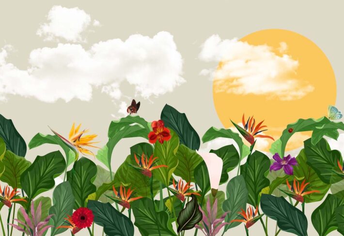 Breeze, Gentle Whisper Through Tropical Leaves Mural