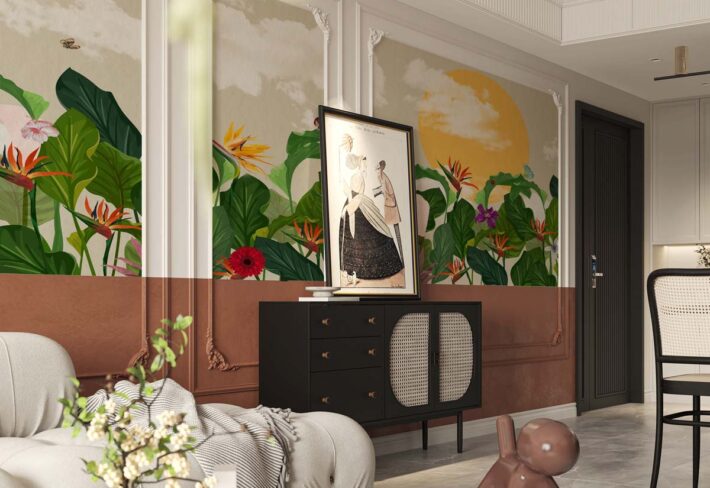 Breeze, Gentle Whisper Through Tropical Leaves Mural mockup