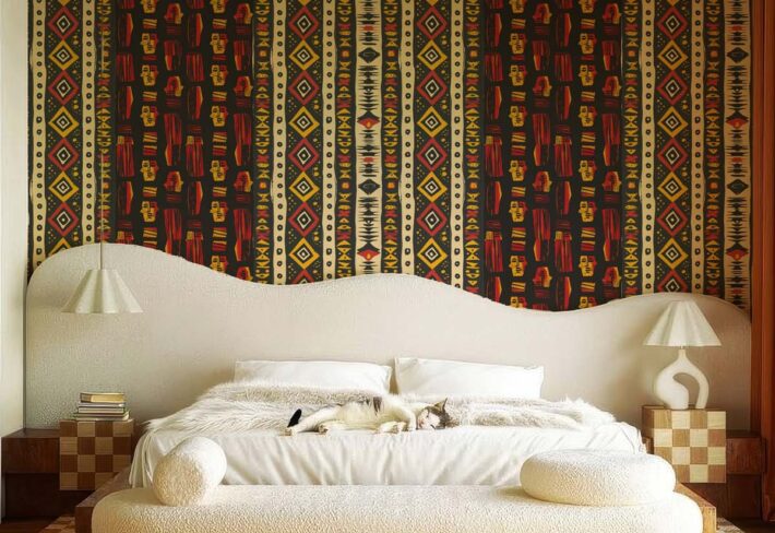 Zambora, Afro American Pattern Wallpaper mockup