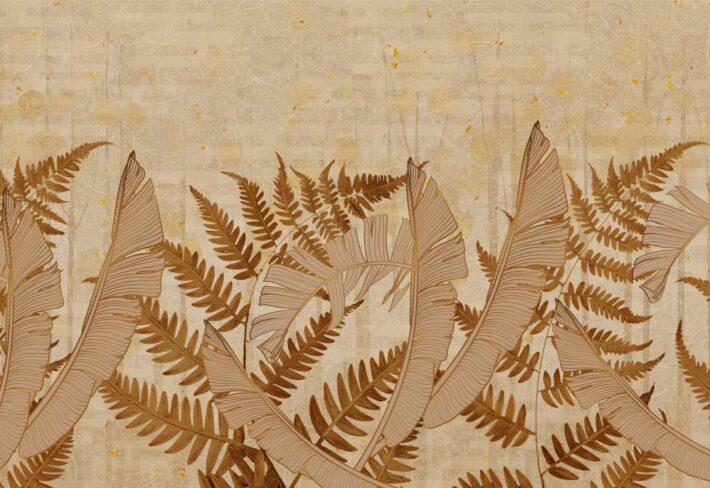 Sepiana, Rich Sepia Forest of Layered Exotic Leaves Wallpaper Mural