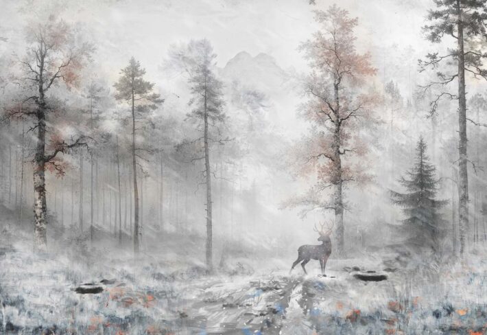 Eirwyn, Poetic and Frosted Subtle Ethereal Charm Forest Mural