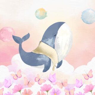 Whalora, Serene Whale in A Glowing Ethereal World Wallpaper Mural
