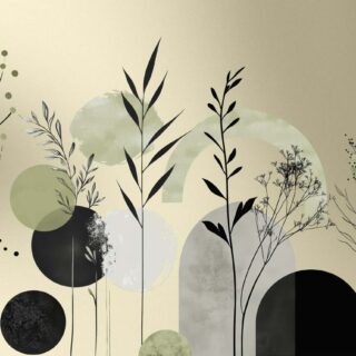 Aura, Sage & Olive Abstract Botanical Wallpaper